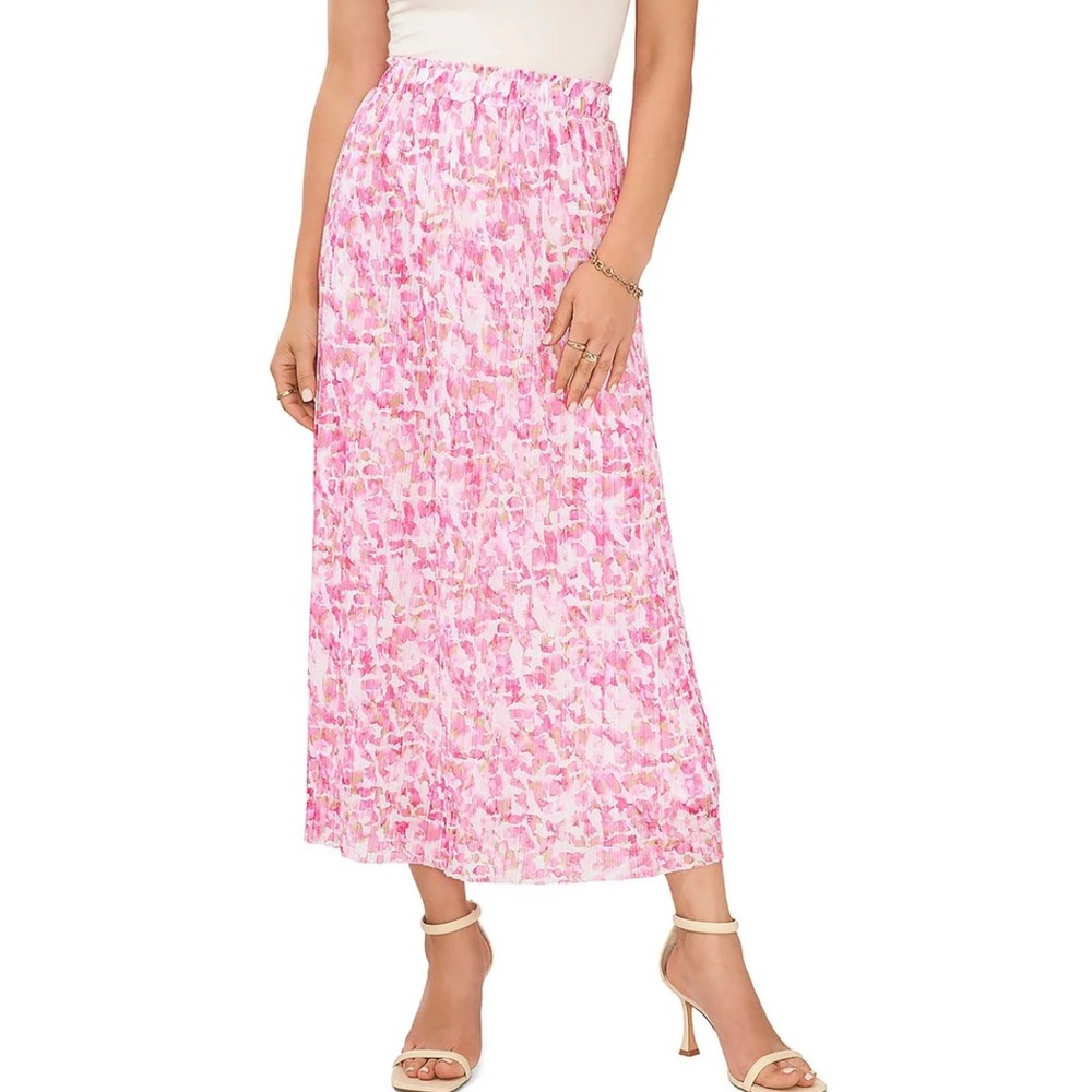Vince Camuto pink floral pleated skirt xxl